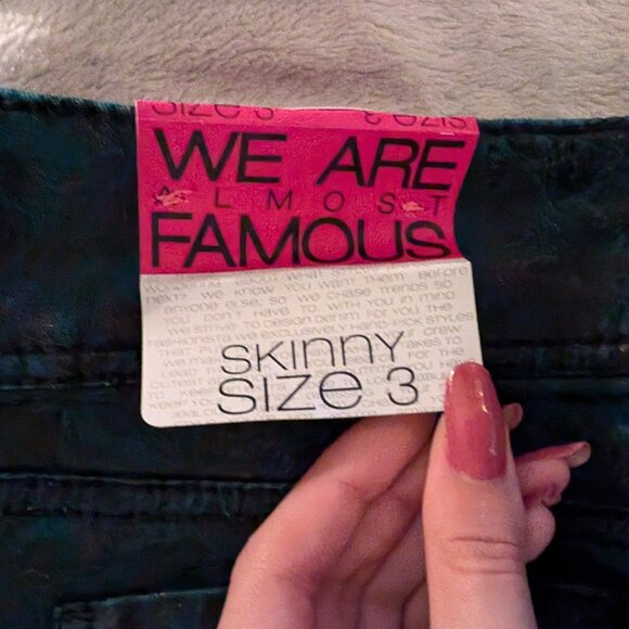 ALMOST FAMOUS Girl's Pants Jeans Skinny Coated 3 Always Fabulous Teal Black NWT - Picture 9 of 10